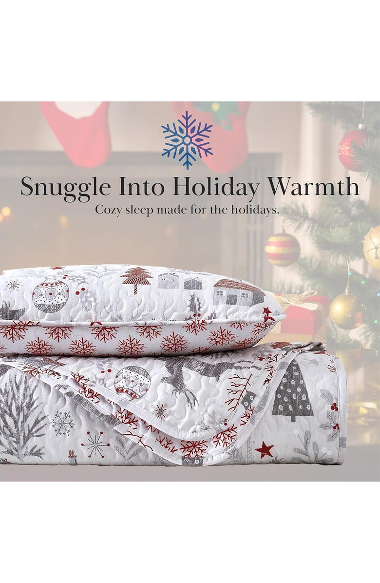 SOUTHSHORE FINE LINENS Holly Jolly Lane Oversized Holiday Quilt Set, Alternate, color, Holly Jolly Lane