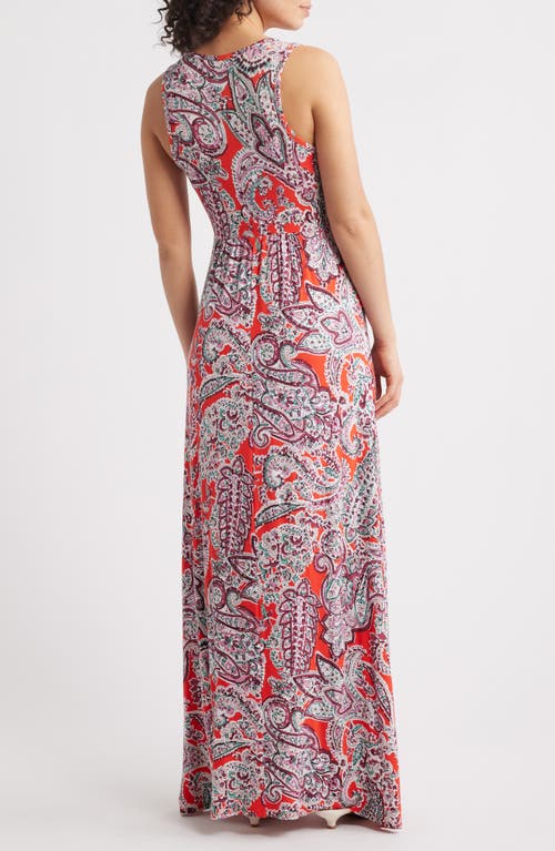 Loveappella Sleeveless Jersey Maxi Dress In Orange