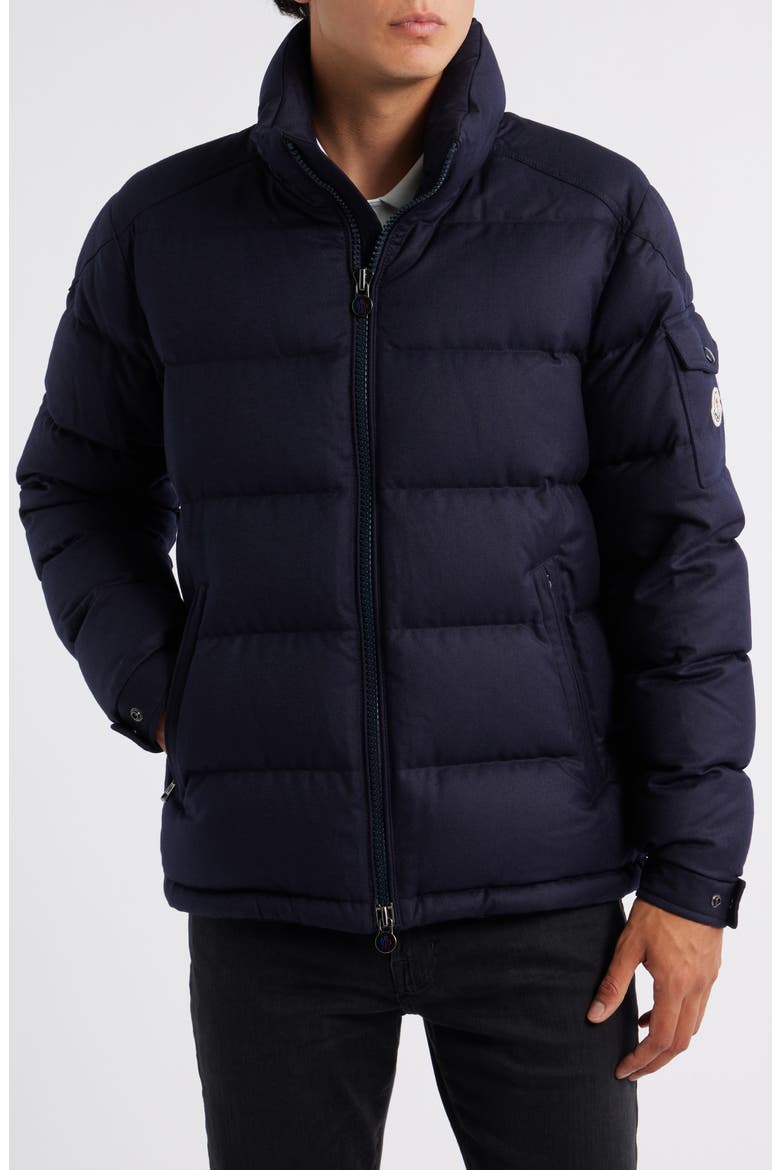 Montgenevre Virgin Wool Flannel Down Puffer Jacket, Alternate, color, NAVY
