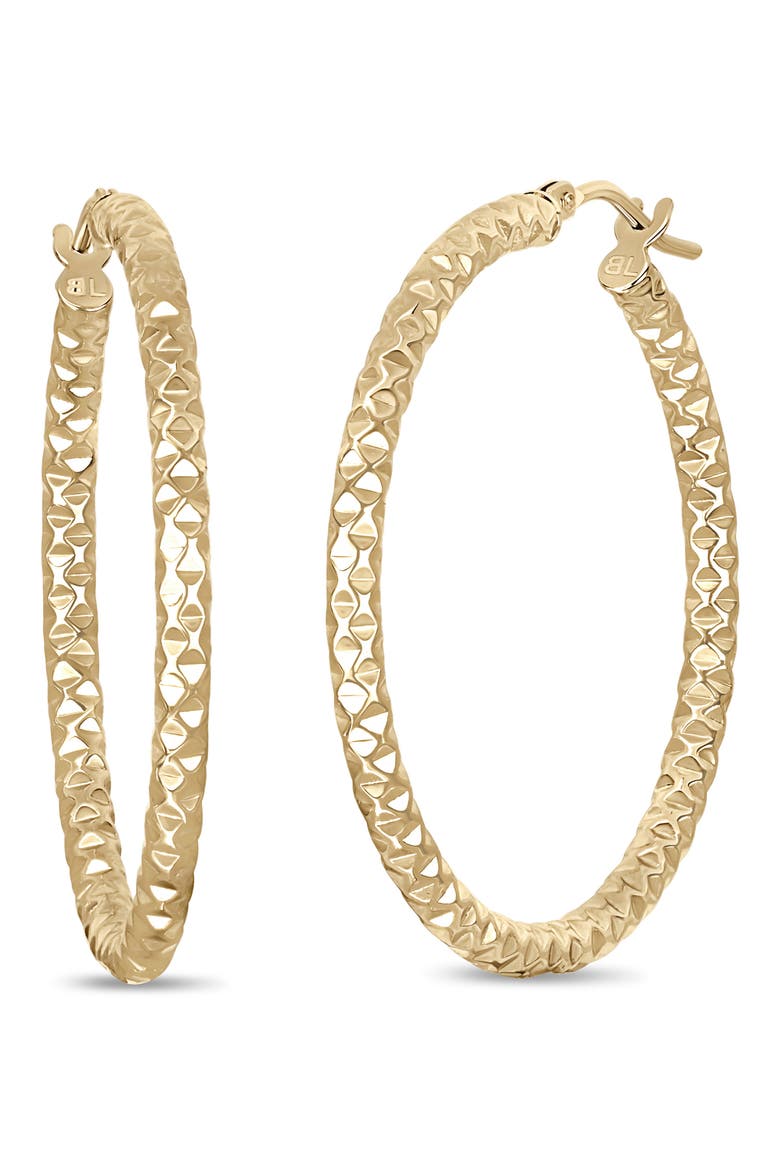 14K Gold Textured Hoop Earrings, Main, color, YELLOW