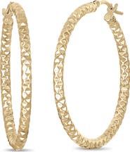 Bony Levy 14K Gold Textured Hoop Earrings