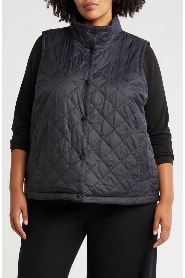 Reversible Quilted Vest, Alternate, color, BLACK