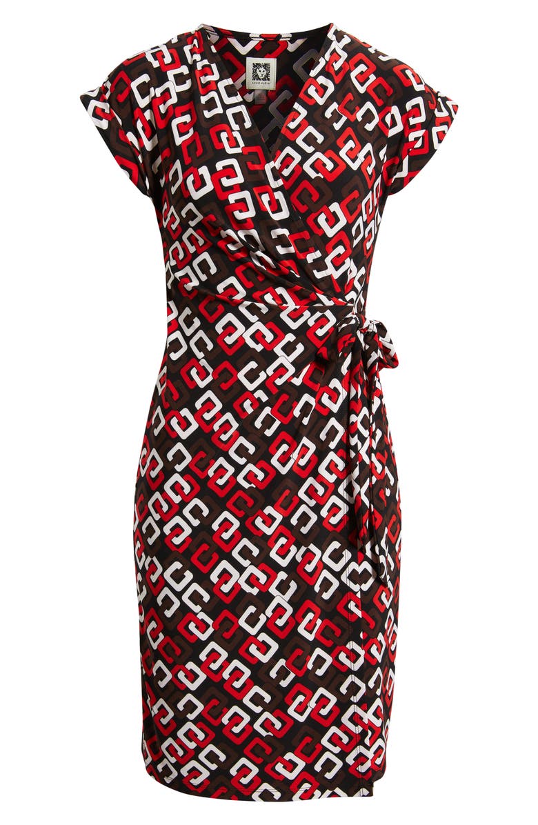 Anne Klein Print Wrap Dress, Alternate, color, Begonia Red Multi