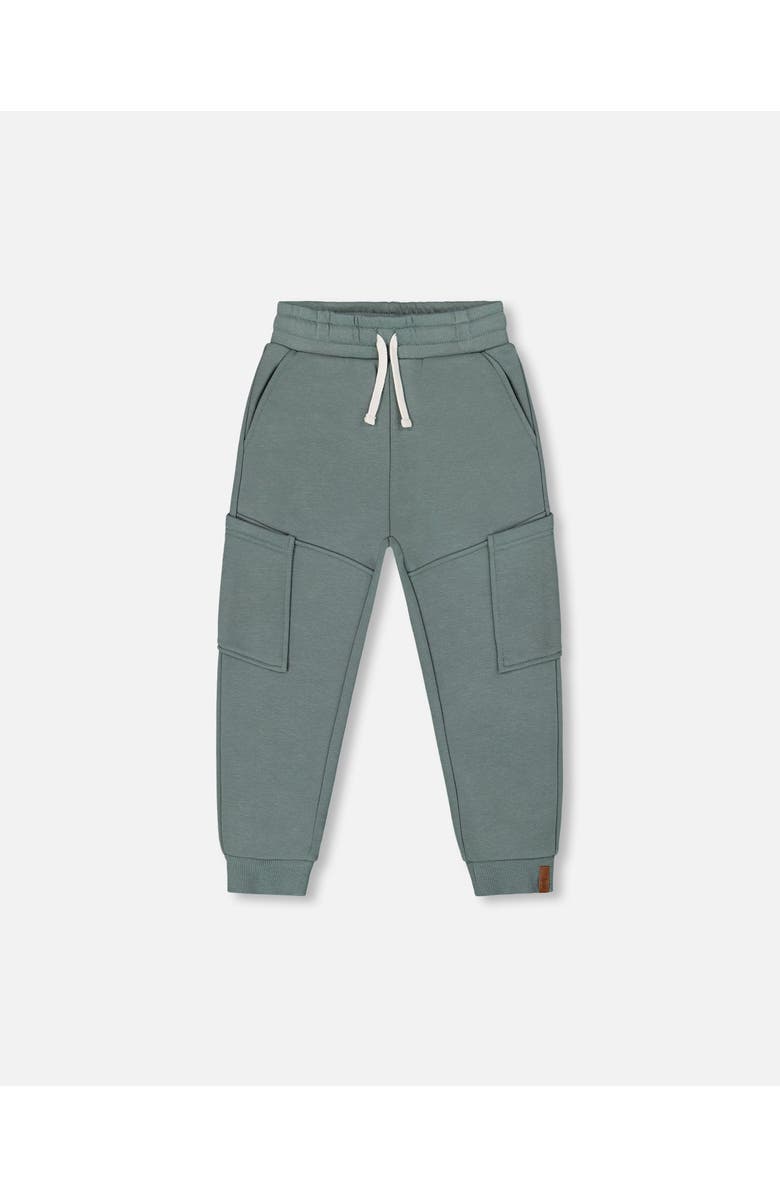 Deux par Deux Boy's French Terry Sweatpants With Side Pockets Grayish Teal, Main, color,
