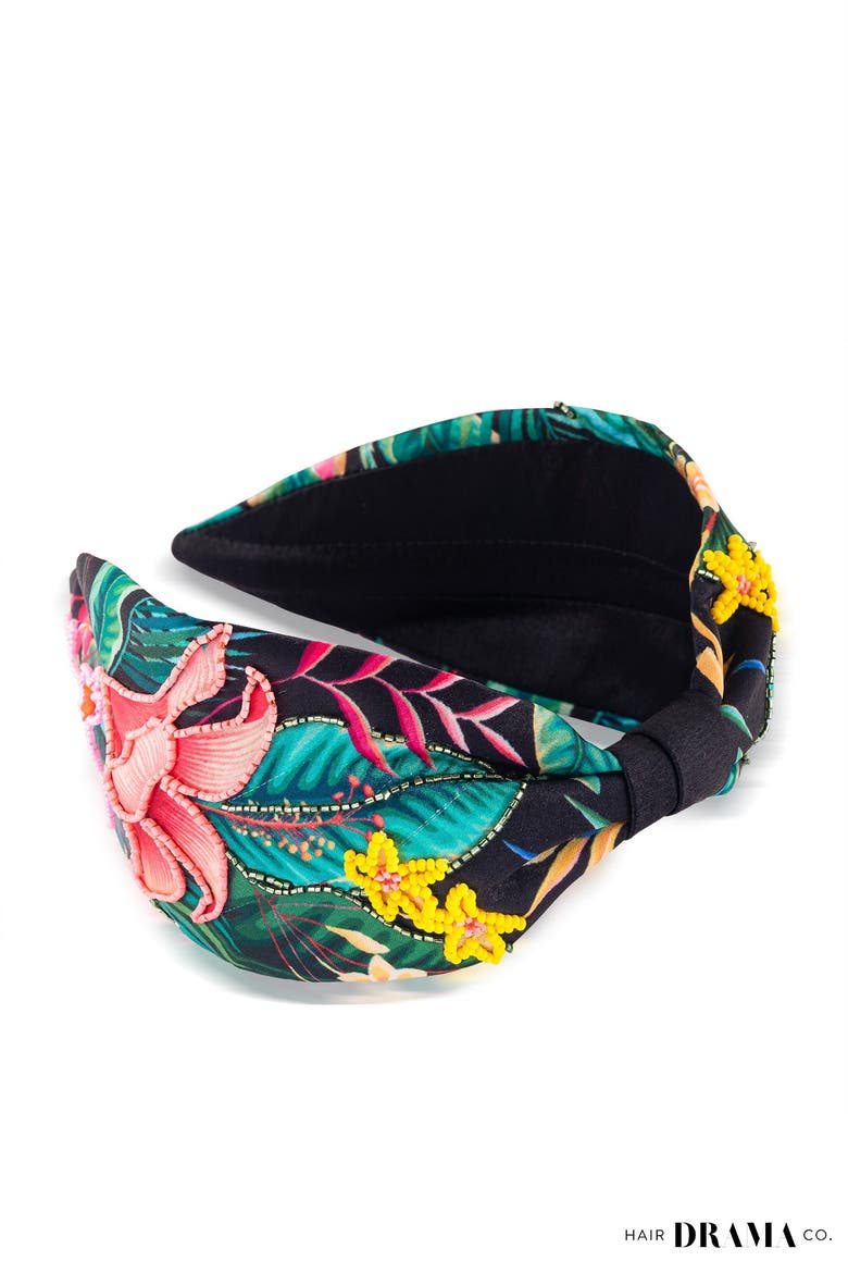 Tropical Knotted Headband - Black, Alternate, color, Black