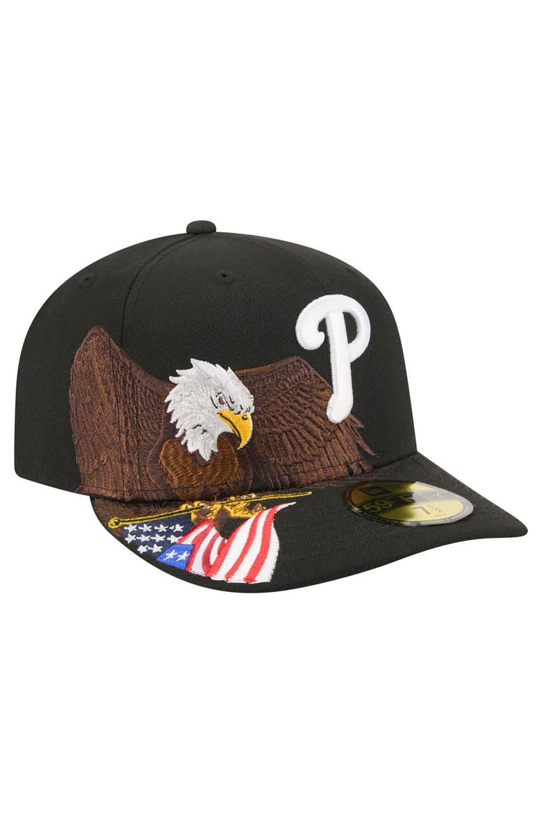 Men's New Era Black Philadelphia Phillies Americana Bald Eagle Pre-Curved 59FIFTY Fitted Hat, Main, color, Black