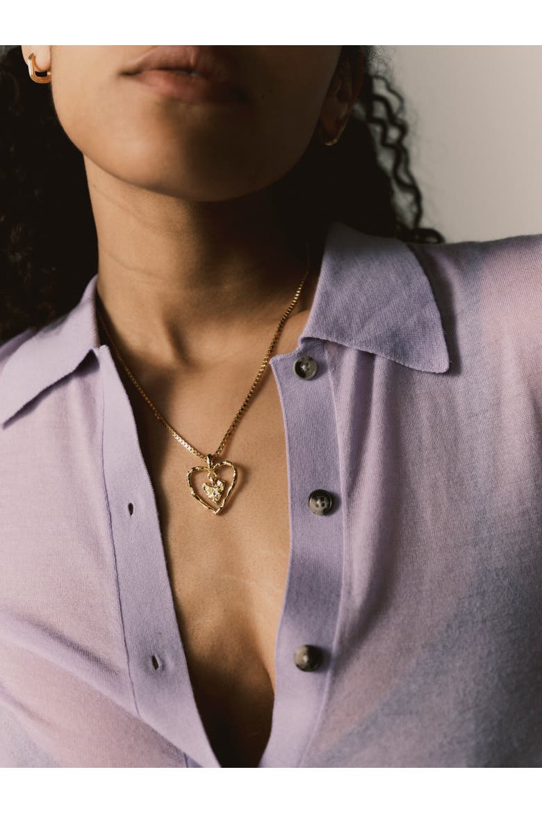 Cameron Double Heart Necklace, Alternate, color, Recycled Gold Vermeil