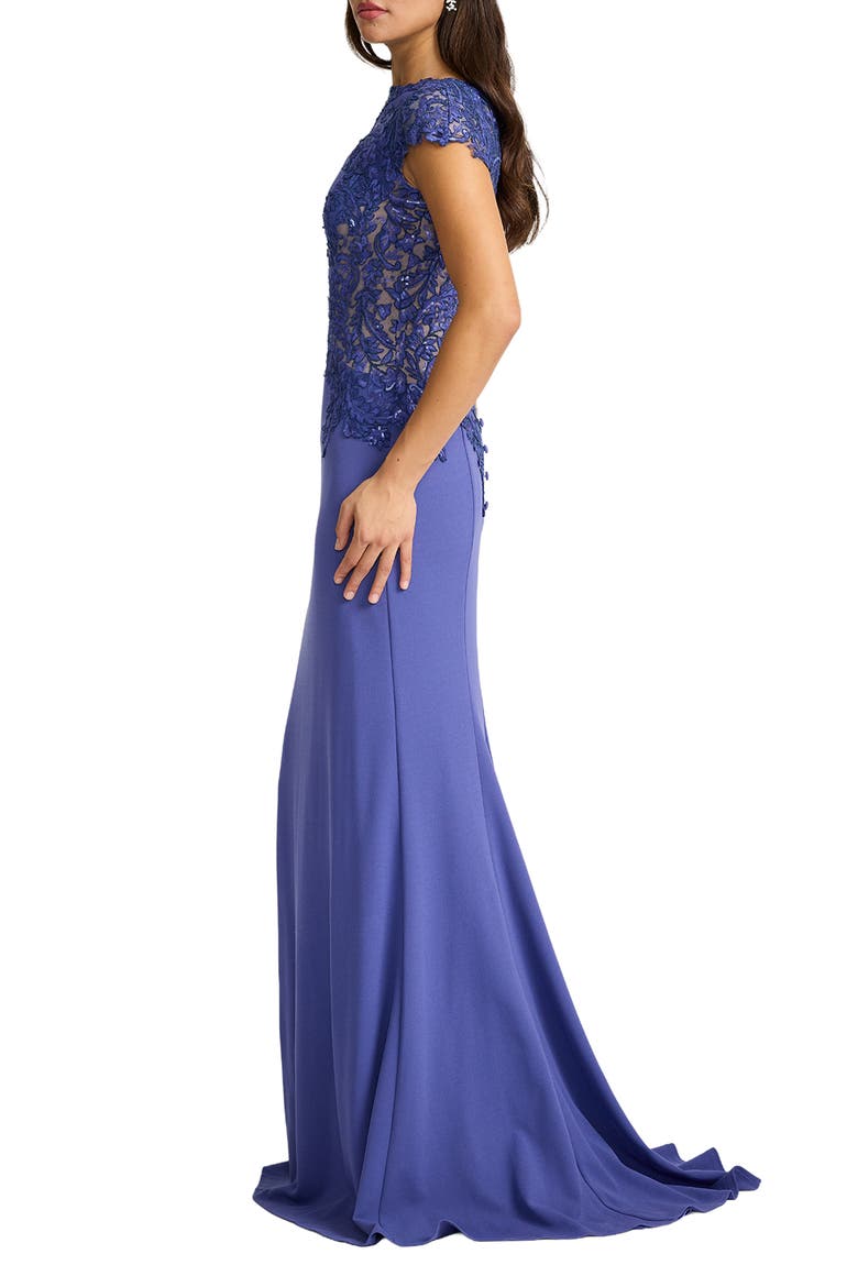 Embroidered Detail Cotton Blend Body-Con Gown, Alternate, color, VIOLET/ NUDE