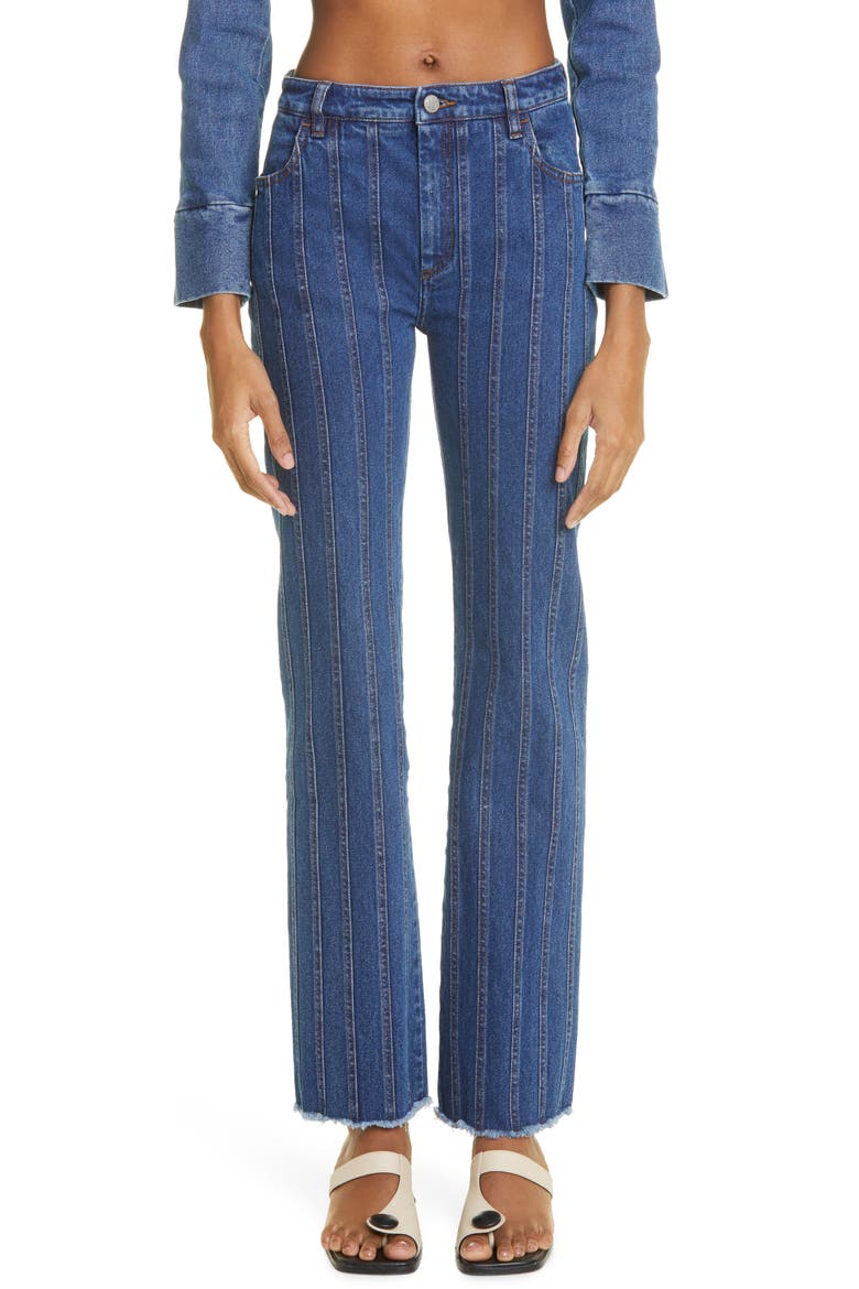 Valentin Seamed Straight Leg Jeans, Main, color, DENIM