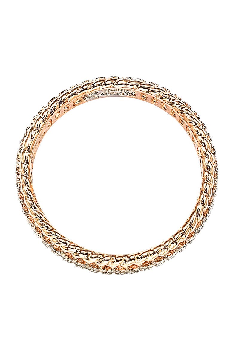 Rose-Tone Sterling Silver CZ French Filigree Eternity Band, Alternate, color, ROSE