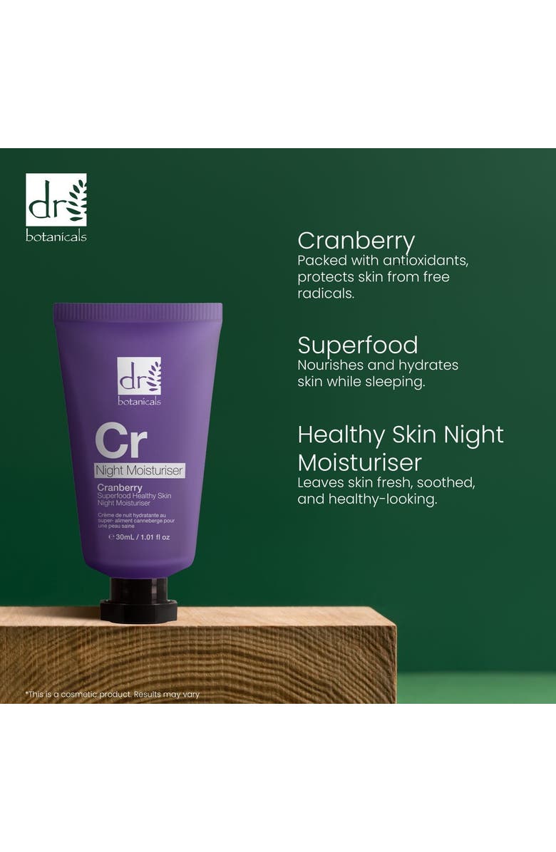 DR BOTANICALS Cranberry Superfood Healthy Skin Night Moisturiser 30ml x 3 Trio Set, Alternate, color, White