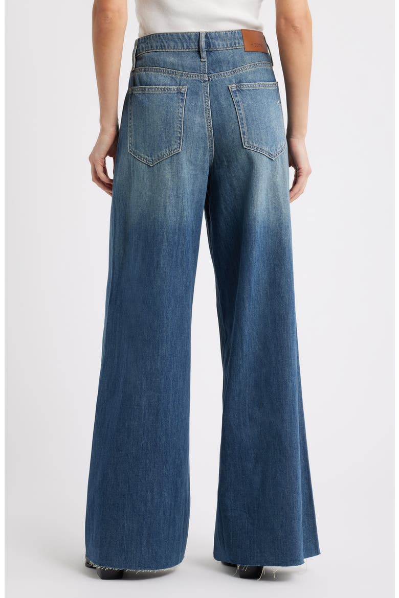 Raw Hem High Waist Super Wide Leg Jeans, Alternate, color, MED.WASH