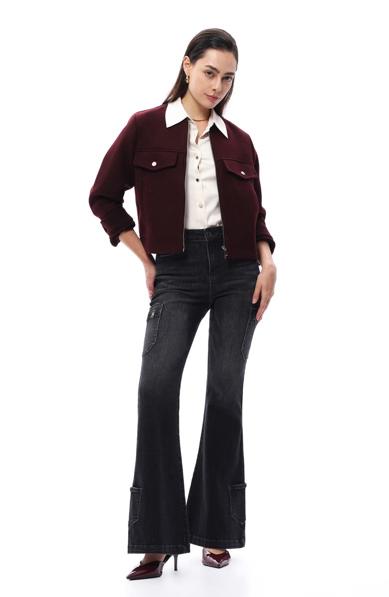 Bayeas High Waist Flare Cargo Jeans, Alternate, color, 