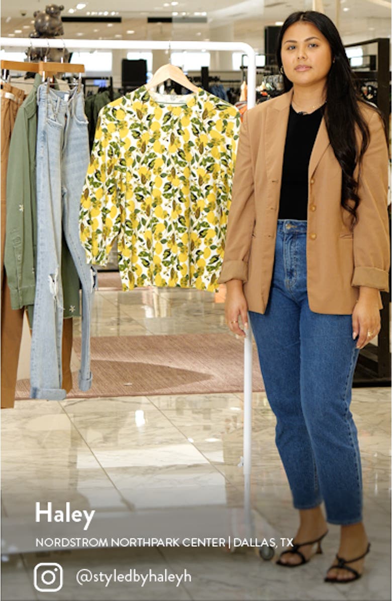 Lemon Print Cotton Crewneck Sweater, sales video thumbnail