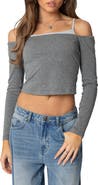 EDIKTED Layered Cold Shoulder Crop Top