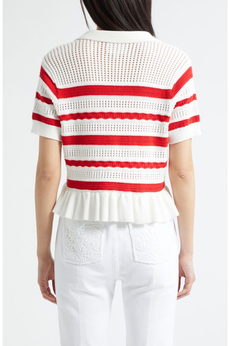 Elvire Knit Polo Pullover, Alternate, color, GOJI BERRY/ IVORY
