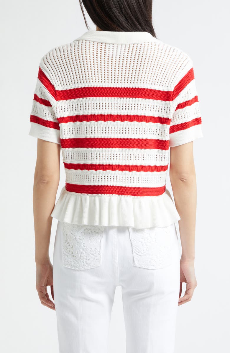 Cinq à Sept Elvire Knit Polo Pullover, Alternate, color, Goji Berry/ Ivory