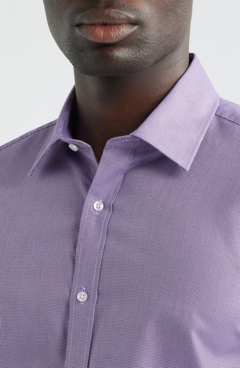 DANIEL HECHTER Modern Fit Purple Micropattern Cotton Dress Shirt, Alternate, color, Purple