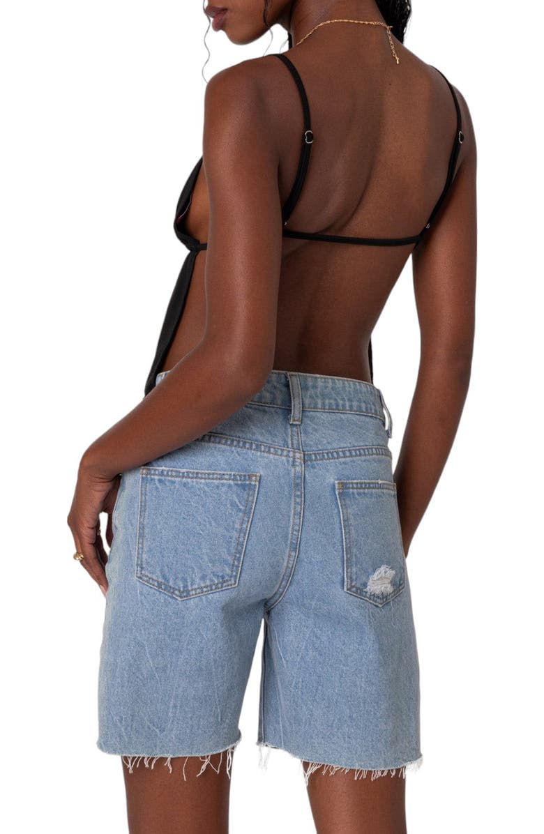 EDIKTED Rylee Tie Front Open Back Camisole, Alternate, color, Black