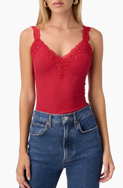 Lani Lace Trim Rib Tank Top