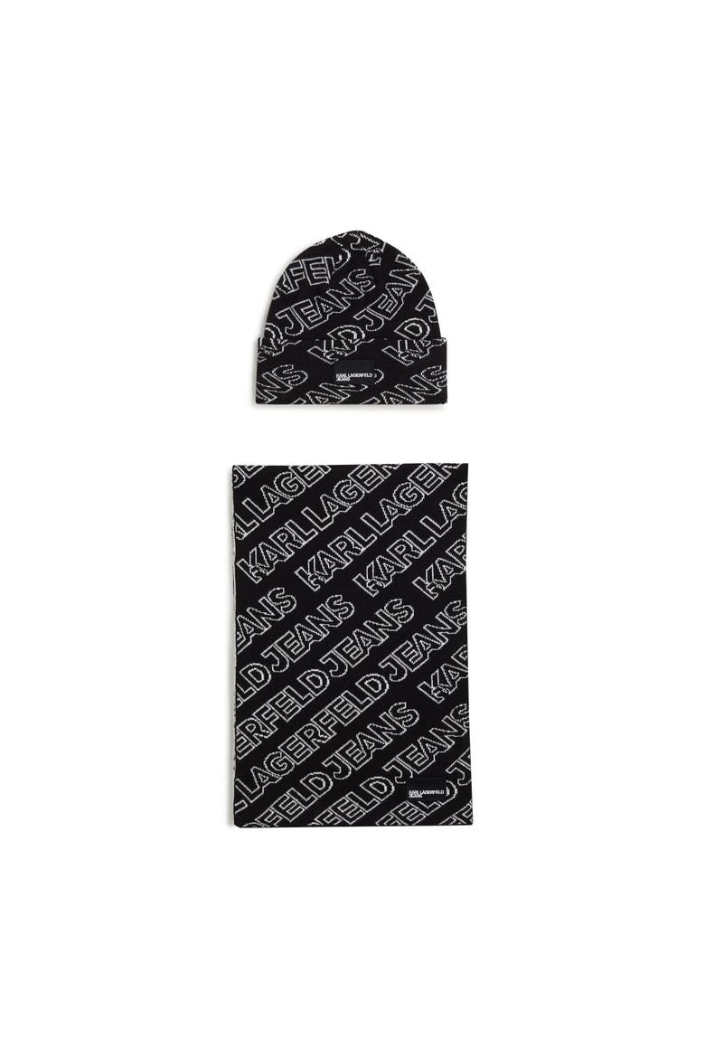 Men's Monogram Scarf & Beanie Gift Set, Alternate, color, Black
