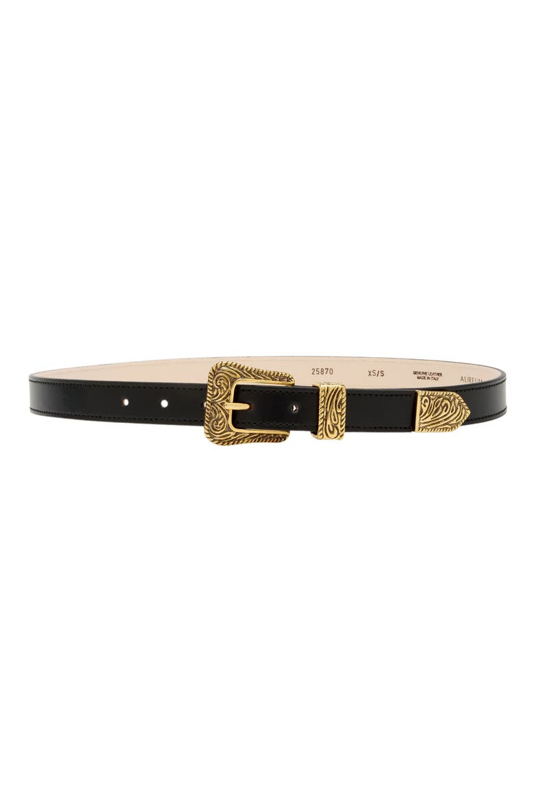 No. 15 Leather Belt, Main, color, BLACK/ GOLD