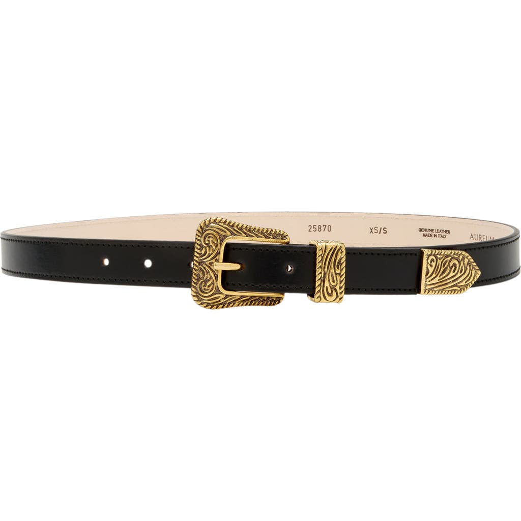 Aureum No. 15 Leather Belt In Black/gold