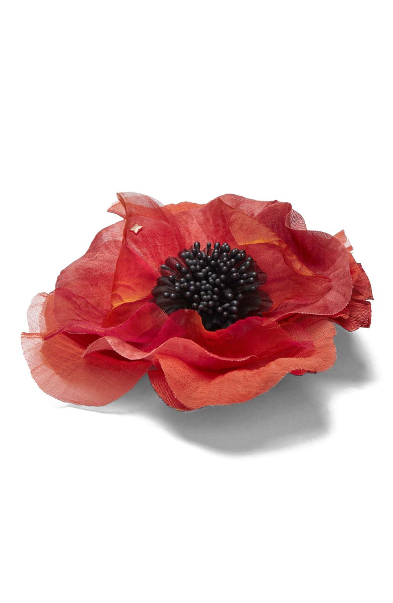 Helena Simon The Orange Poppy Floral Brooch, Alternate, color, Orange