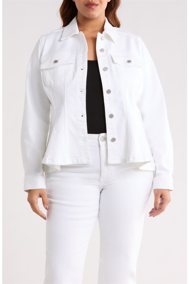 Fit & Flare Trucker Jacket, Main, color, BRIGHT WHITE