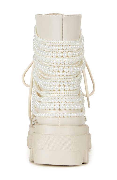 Azalea Wang Twinkley Embellished Combat Boot In White