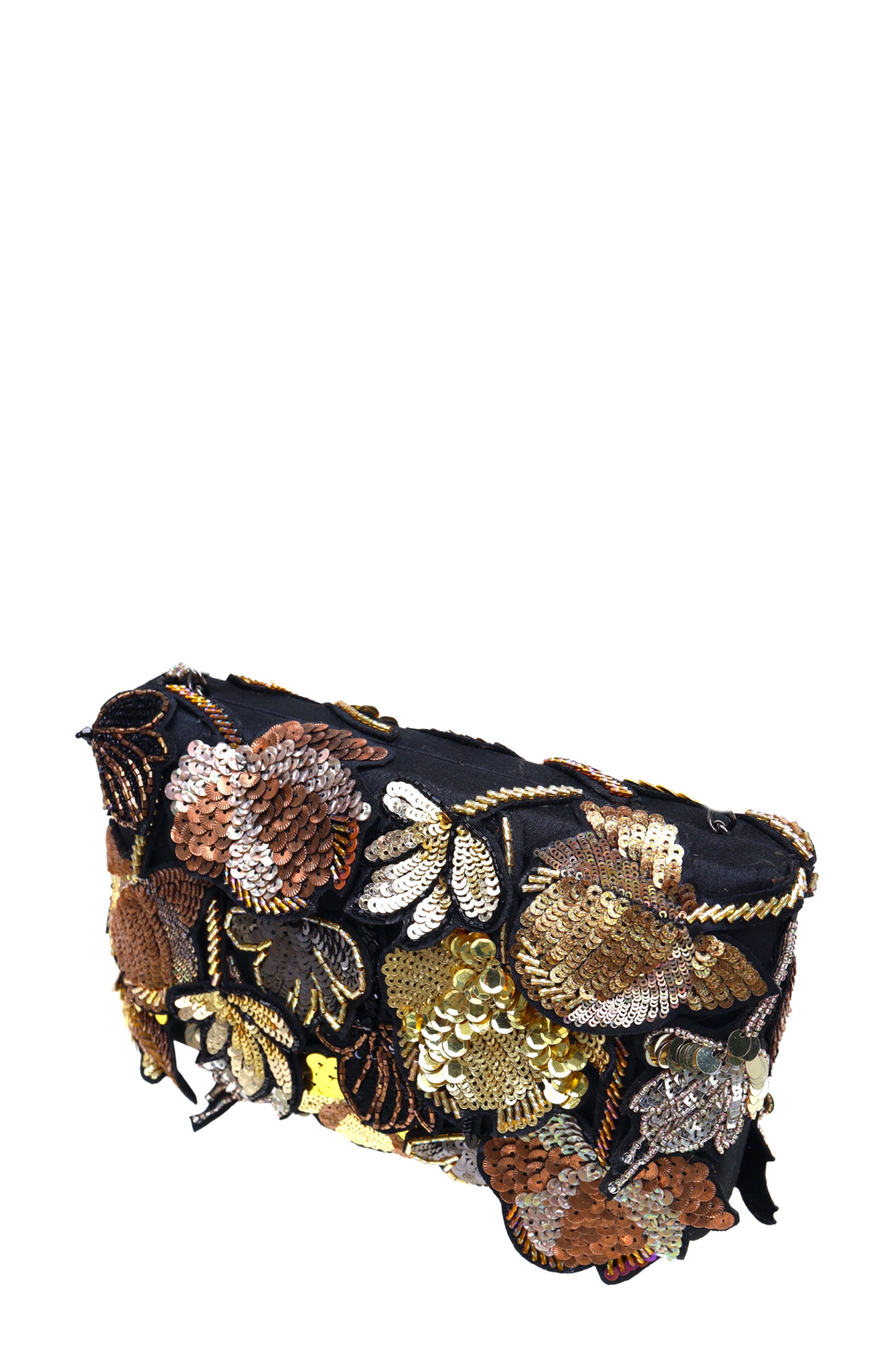Simitri Aurelia Clutch, Alternate, color, Black, Gold