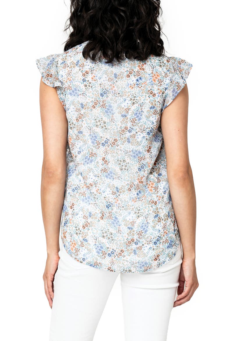 Floral Flutter Sleeve Top, Alternate, color, FIELD OF FLOWERS PRINT
