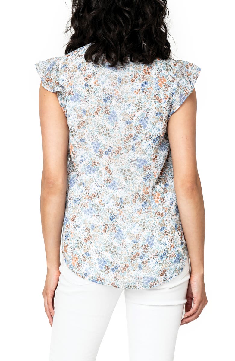 GIBSONLOOK Floral Flutter Sleeve Top, Alternate, color, Field Of Flowers Print