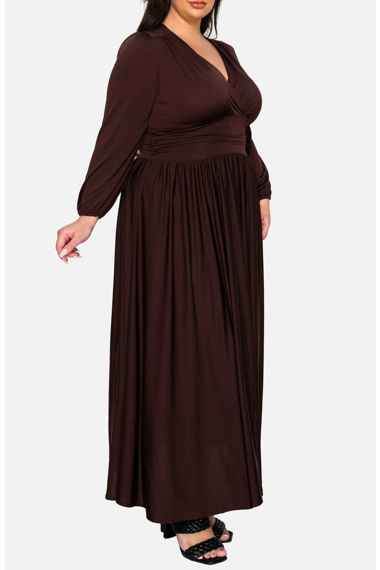 Solene Empire Waist Long Sleeve Maxi Dress, Alternate, color, BROWN