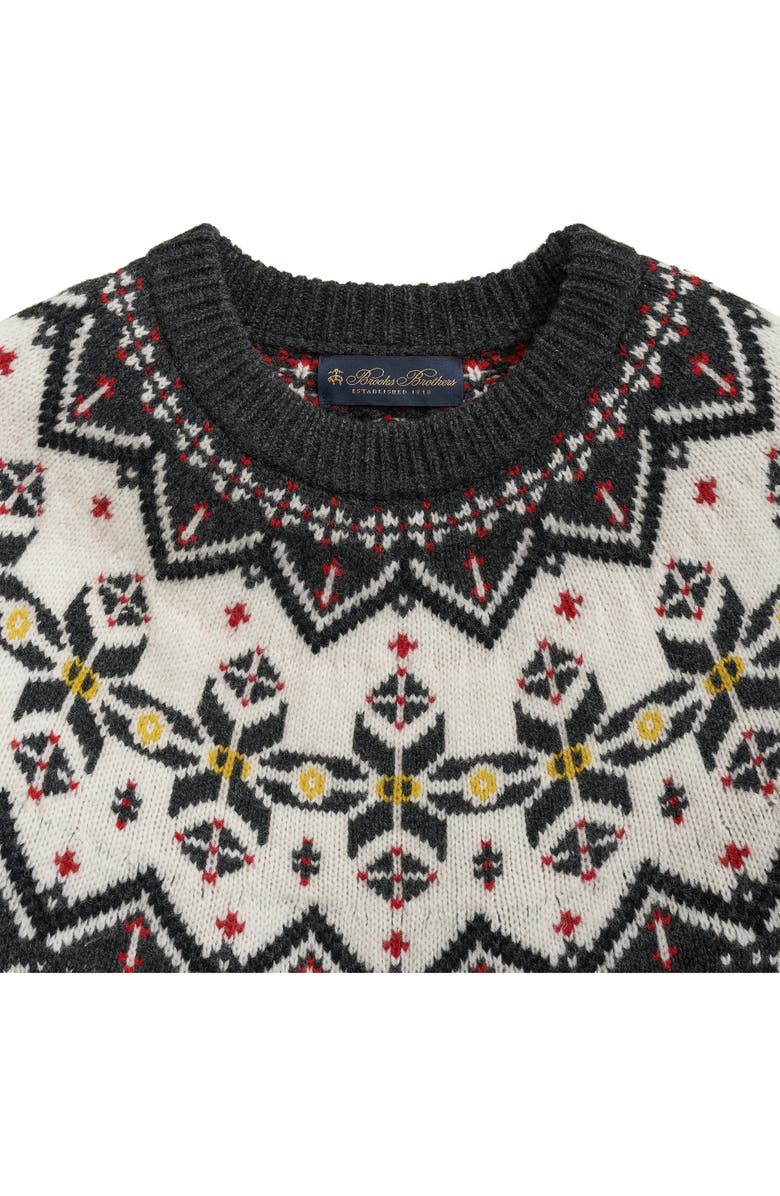 Brooks Brothers Wool Fair Isle Sweater, Alternate, color, Charwhiteholidayfi