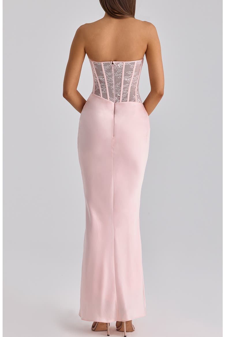 Ayana Strapless Lace & Satin Mermaid Gown, Alternate, color, PINK
