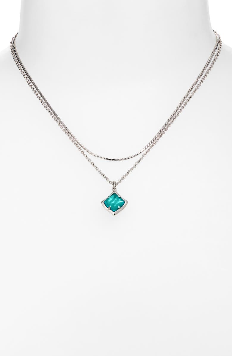 Kendra Scott Joelle Pendant Layered Necklace, Alternate, color, Silver Bright Aqua Illusion
