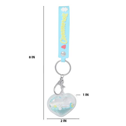 Hello Kitty Cinnamoroll Heart Liquid Keychain In Blue