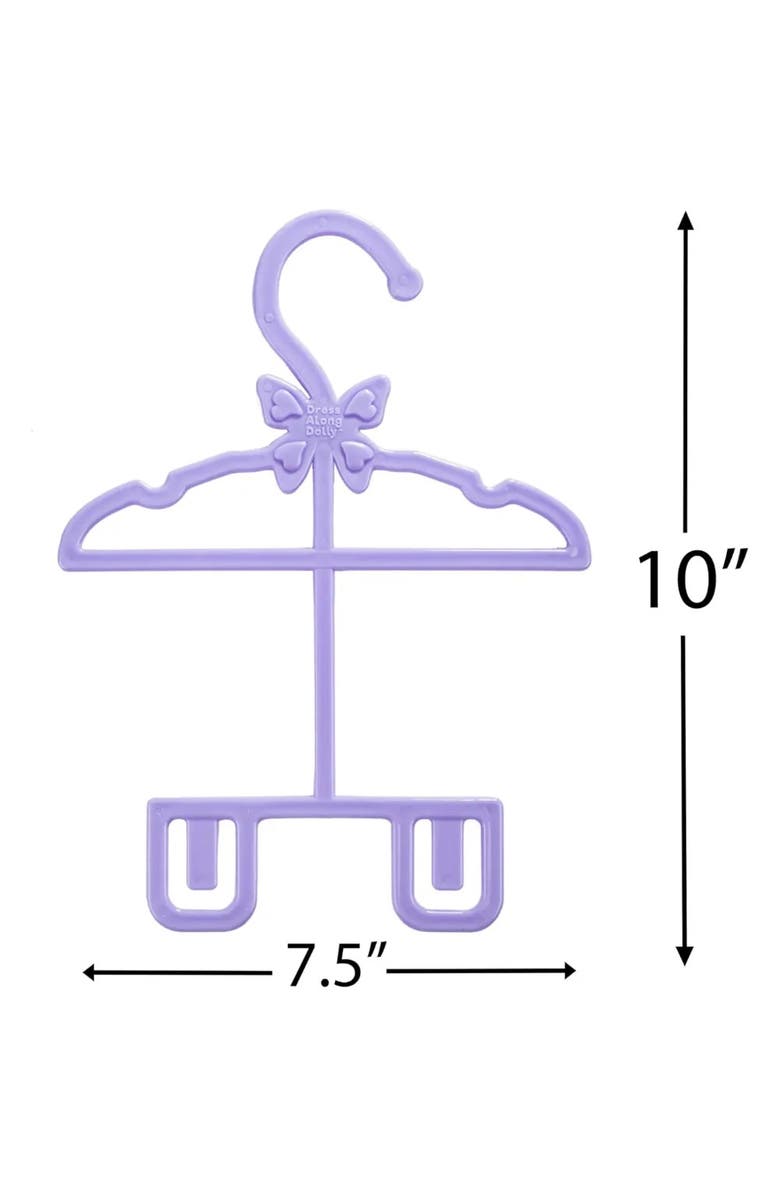 Dress Along Dolly Purple Full-Outfit Hanger 24pk for American 18" Doll Clothes- Hold Your Tops & Bottoms Together, Alternate, color, Purple