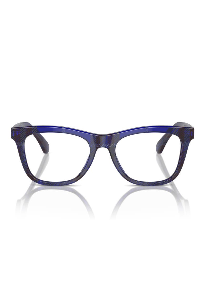 47mm Square Optical Glasses, Main, color, CHECK BLUE / DEMO LENS