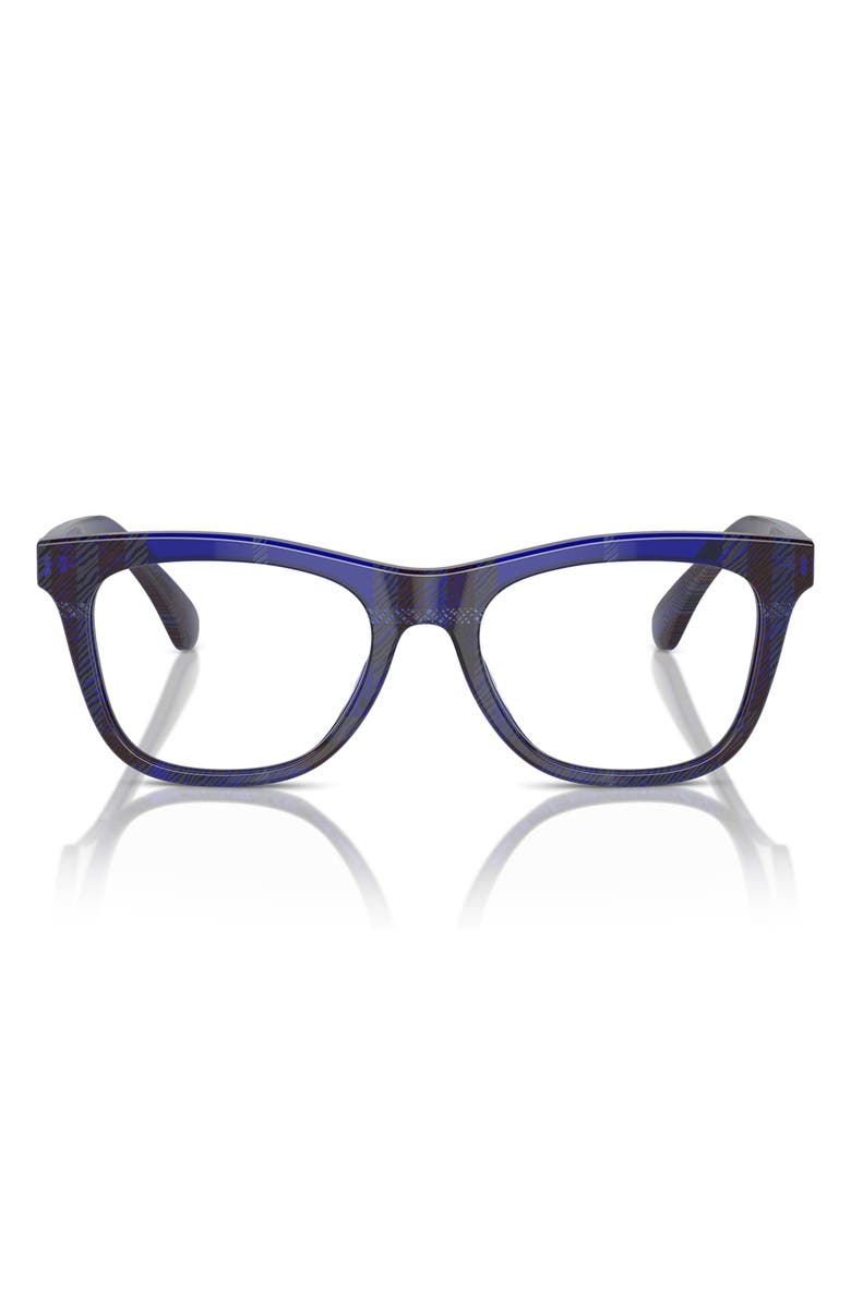 Burberry 47mm Square Optical Glasses, Main, color, Check Blue / Demo Lens