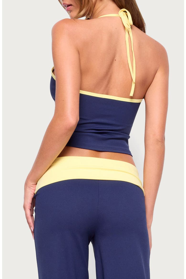 Dayna Contrast Halter Top, Alternate, color, NAVY