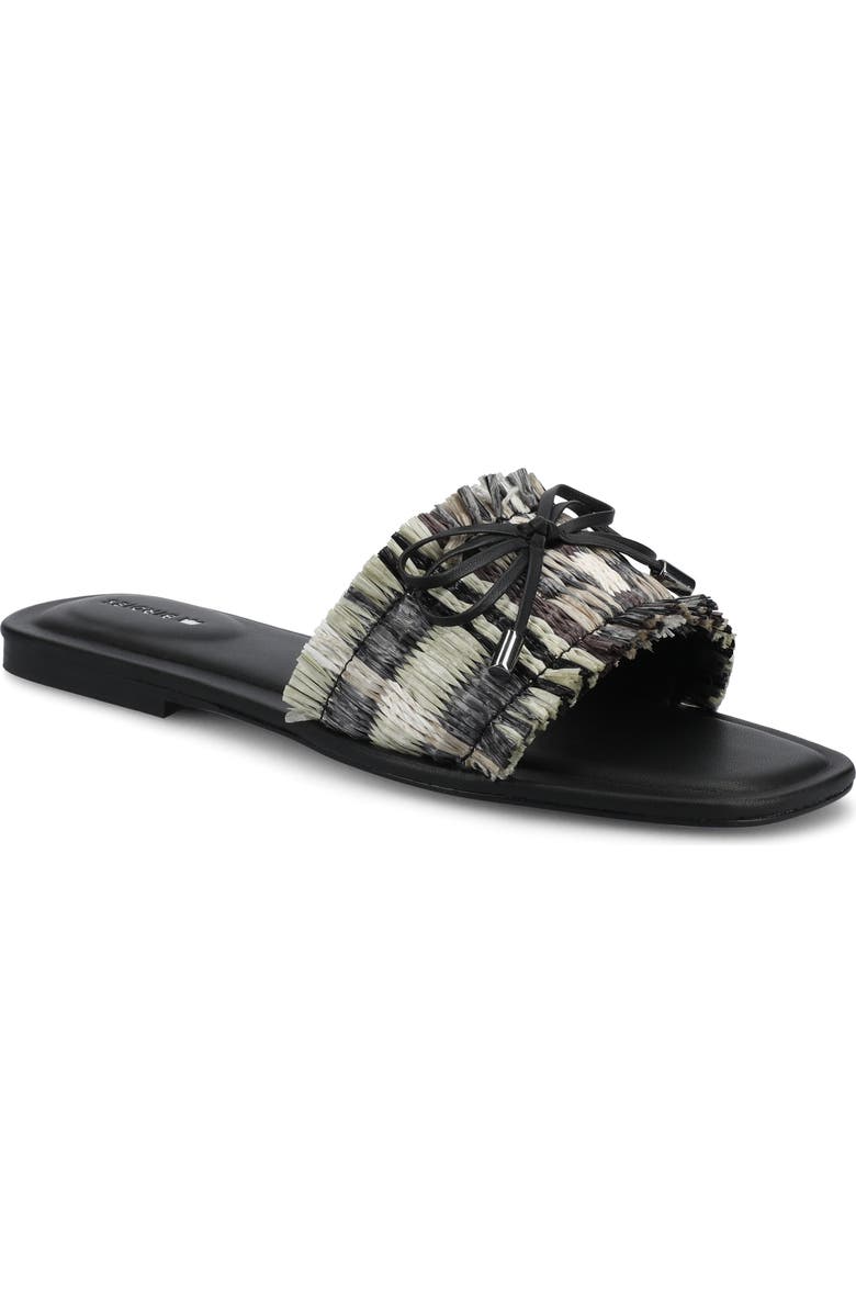 Birdies The Kiwi Bow Sandal, Main, color, Black Multi Raffia
