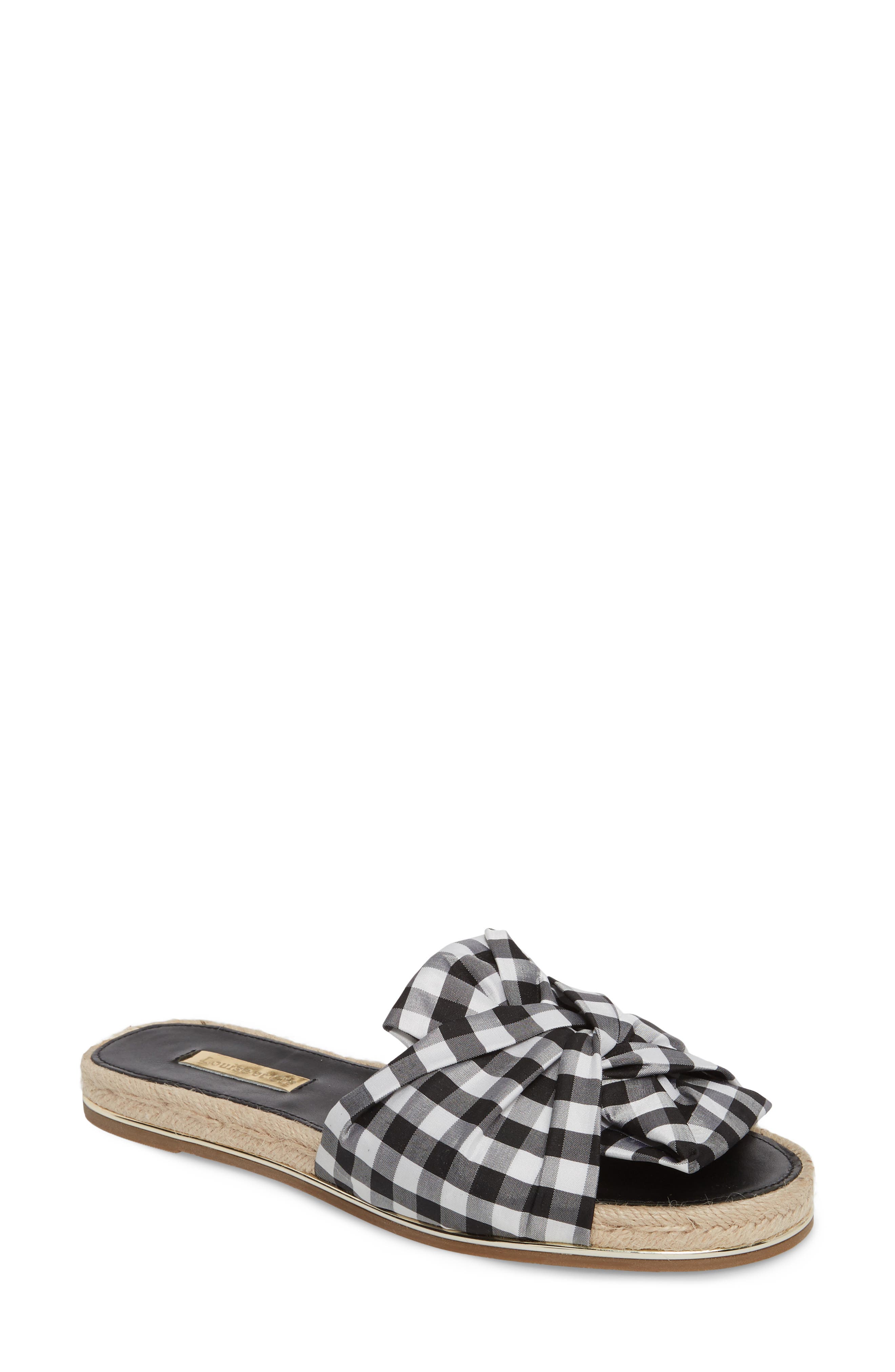 Camille Espadrille Slide Sandal, Main, color, BLACK/ WHITE GINGHAM FABRIC