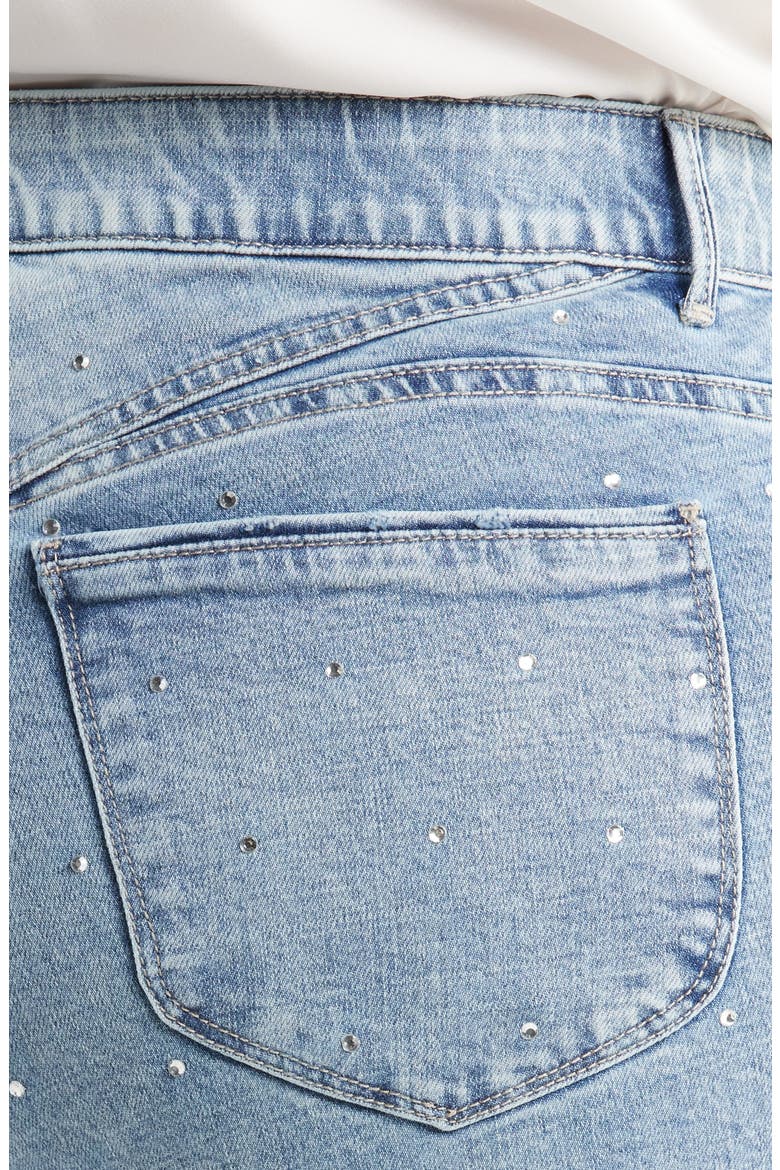 Bennett 'Ab'Solution Skyrise Rhinestone Raw Hem Ankle Bootcut Jeans, Alternate, color, LIGHT BLUE ARTISANAL