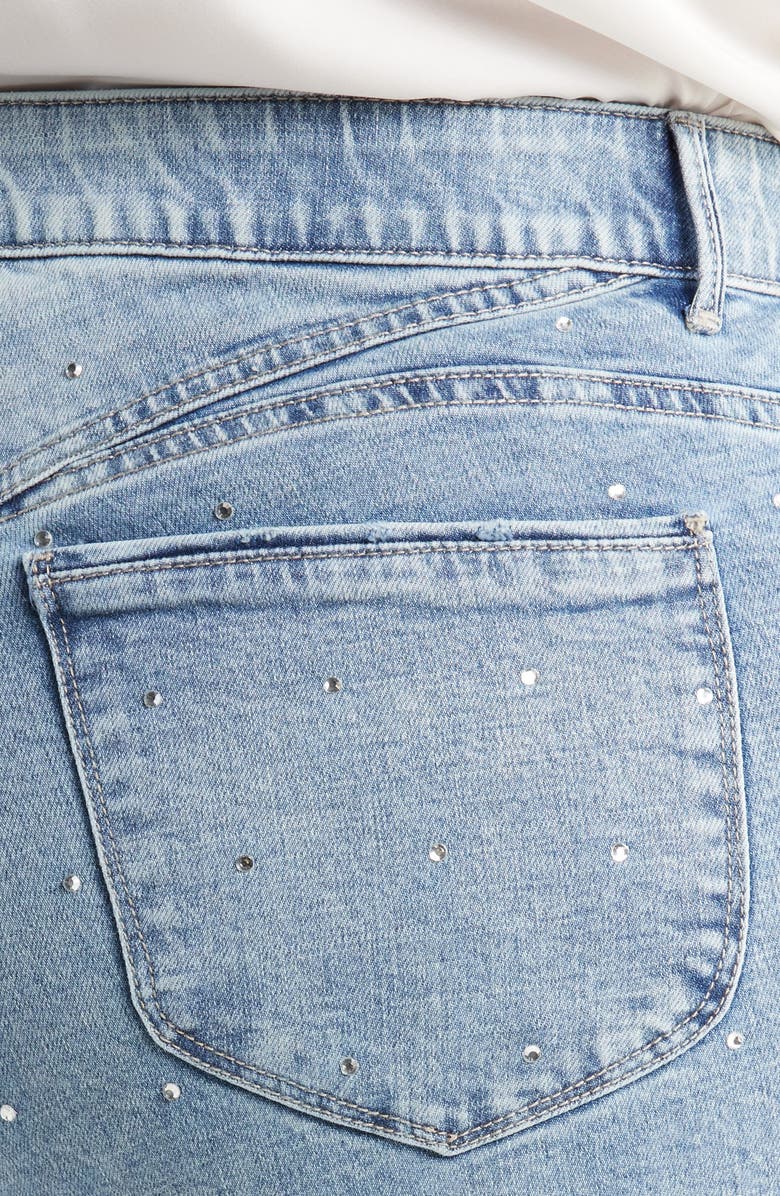 Wit & Wisdom Bennett 'Ab'Solution Skyrise Rhinestone Raw Hem Ankle Bootcut Jeans, Alternate, color, 