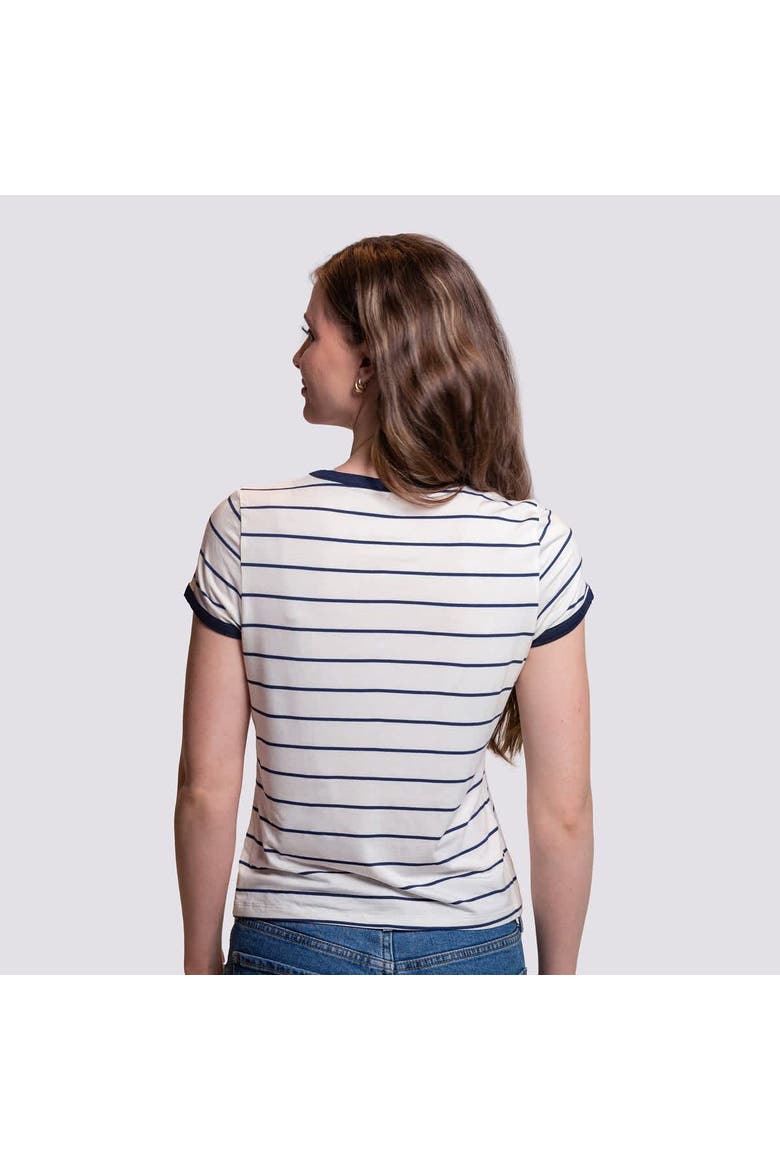 Women's Lusso White New York Yankees Natasha Striped T-Shirt, Alternate, color, White