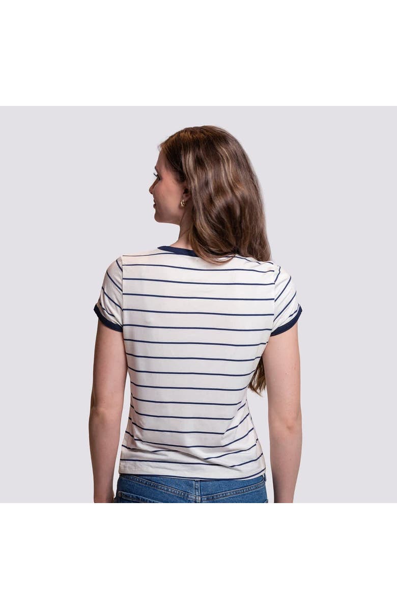 LUSSO Women's Lusso White New York Yankees Natasha Striped T-Shirt, Alternate, color, White