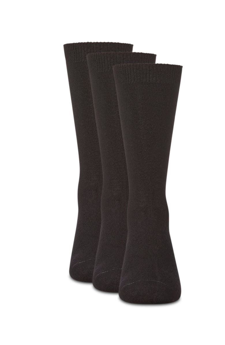 MK-10961 Boys' 3 Pair Pack Flat Cellulose Blend Crew Socks, Alternate, color, Black