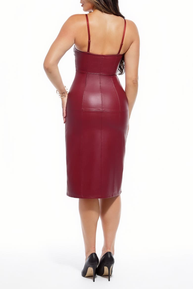 Dual-Wear Sculpting Faux Leather Dress, Alternate, color, Ruby